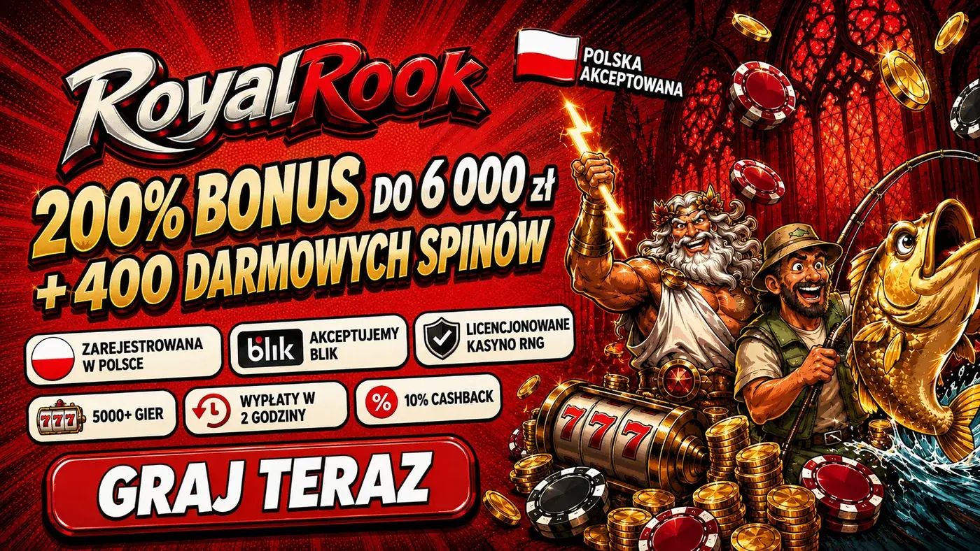 Pakiet powitalny RoyalRook: 200% do 6 000 zł + 400 darmowych spinów